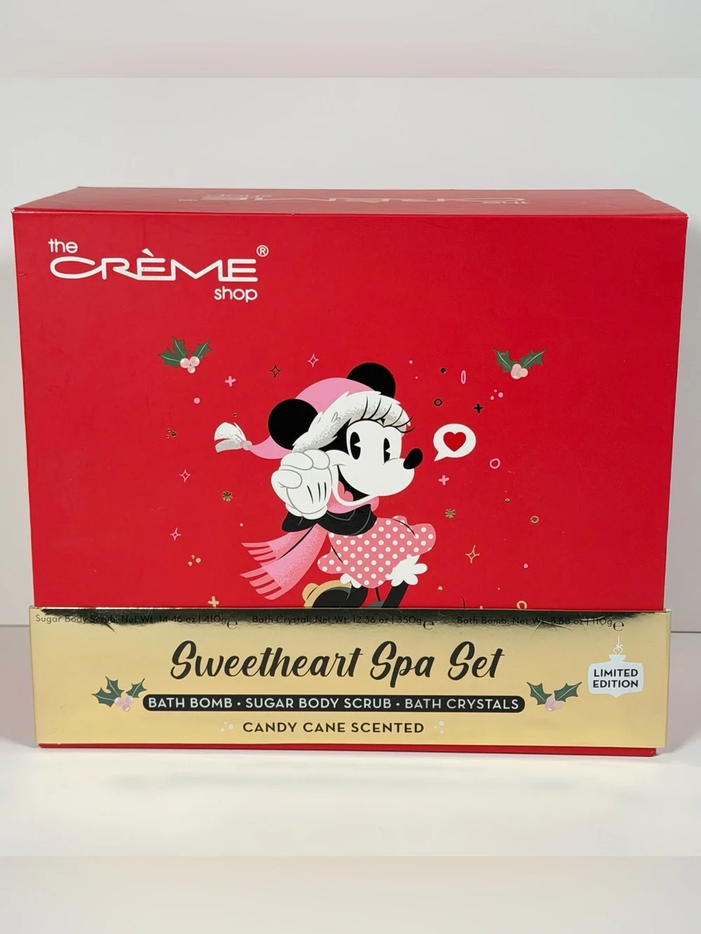 The Creme Shop Disney Minnie Mouse Candy Cane Sweetheart Spa Gift Set 3 Pc Box